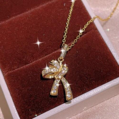 Korean Cute Butterfly Gold Pendant Necklace for Women Real Gold Necklace Statement Necklace Jewelry Gifts Wholesale Dropshipping