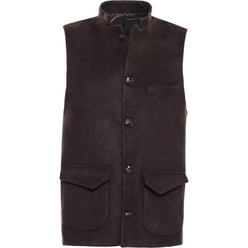 Brown Mandarin Collar Vest
