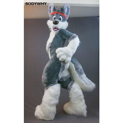 Fursuit Husky Mascot Costume Suits Cosplay Party Game Fancy Dress Outfit Advertising GREY DOG Carnival Halloween Adults Parade