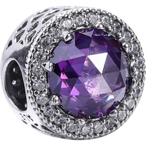 LByzHan 100% Real 925 Sterling Silver Purple Grass Beads Charms Fit Original CodeMonkey Bracelet DIY Jewelry For Women 1006