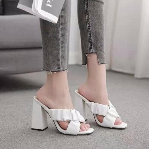 Summer Sexy Ladies Sandals and Slippers Female Square Root High Heels Fashion Ladies Sandals Woman Shoes High Heels Sexy