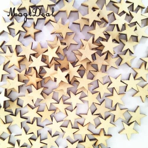 Magideal 150pcs/Lot Star Wooden Embellishments DIY Crafts Cardmaking Scrapbooking Birthday Wedding Party Home Room Decoration
