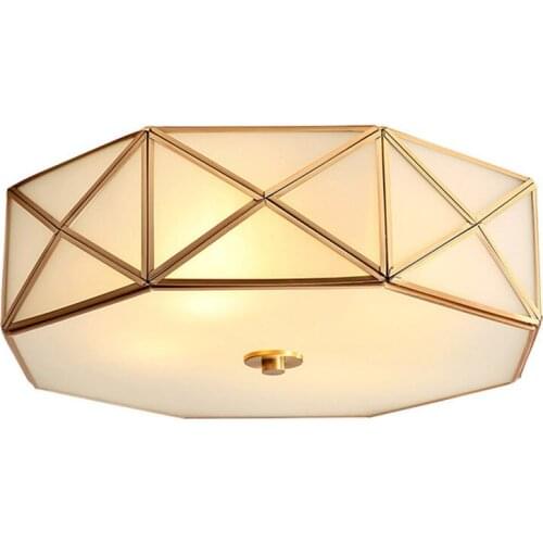 Copper Glass American Country Modern Minimalist Living Room Study Lamp Bedroom Ceiling Lamp E27 Diameter 35cm/45cm/55cm