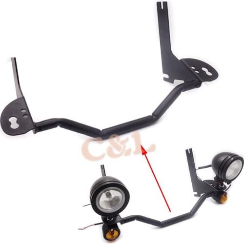 Motorcycle Black Front Spotlight Passing Lamp Mount Light Bar Fit For Harley Touring Road King 1994-2013