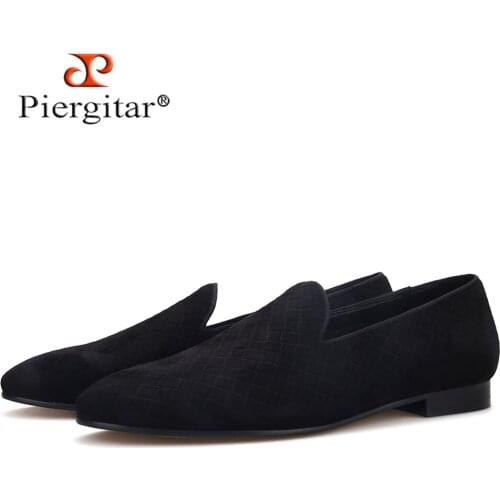 Piergitar new summer weave style men suede shoes leather insole men smoking slippers handmade mens casual shoes plus size