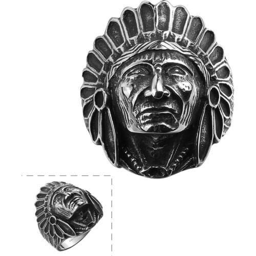 Free Shipping Indiana Ring Chief Stainless Steel USA Indiana Motorcycle Rider Fashion Mens Ring Size 8 9 10 11 GMYR144