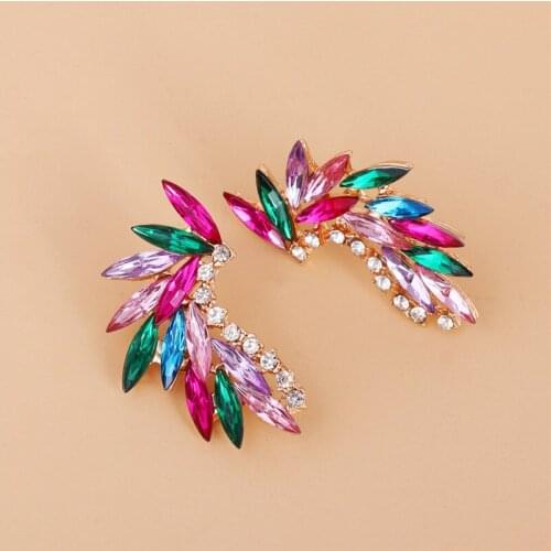 JURAN New Retro Multi Color Long Hanging Earrings For Women Metal Rhinestone Drop Earrings Luxury Fashion Jewelry Accessories