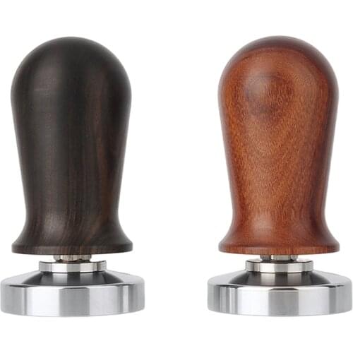 Calibrated Pressure Wood Coffee Tamper Espresso Elastic Powder Compactor 304 Stainless Steel Coffee Powder Hammer 51/53/58mm