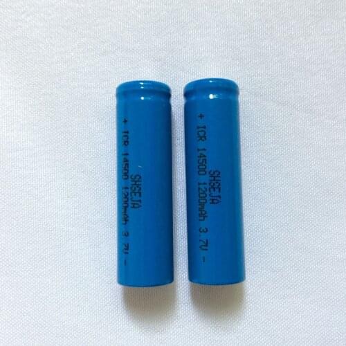 2PCS SHSEJA ICR14500 14500 AA 1200mAh 3.7v rechargeable li ion Batteries led flashlight Flat Top Battery