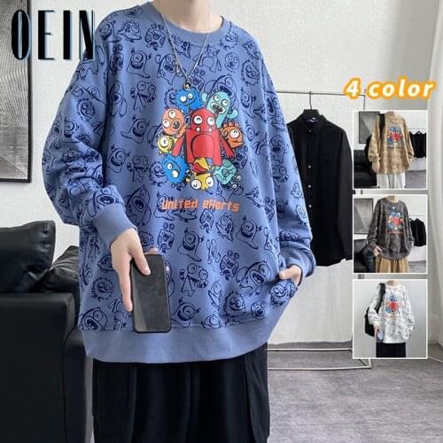 2021 Hoodies Sweatshirt Mens Cartoon Hip Hop Punk Pullover Streetwear Casual Fashion Clothes Mens Oversized Korean Harajuku Tops