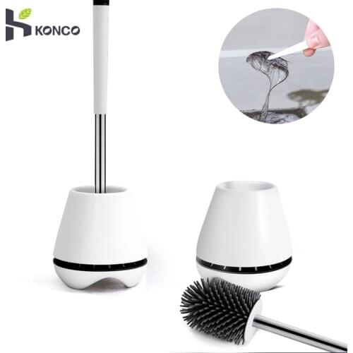 Konco Rubber Toilet Brush with Holder Cleaning Brush For Toilet Household Floor Cleaner with Hair Clip Bathroom Accessories