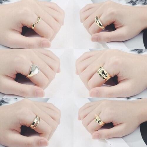 Sea Wave Ring Simple Hollow Cross Anillos For Women Punk Open Finger Rings Gold Silver Color Geometric Jewelry Accessories