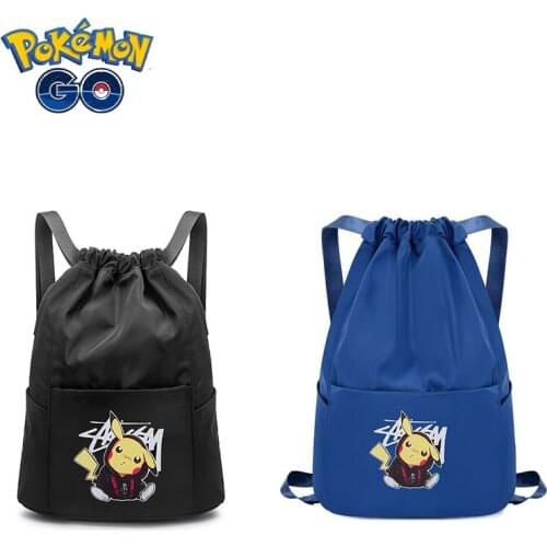 Pokemon Pikachu Anime Cartoon School Bags Drawstring Storage Bags Women Drawstring Pocket Toiletry Bag Clothes Packing Travel