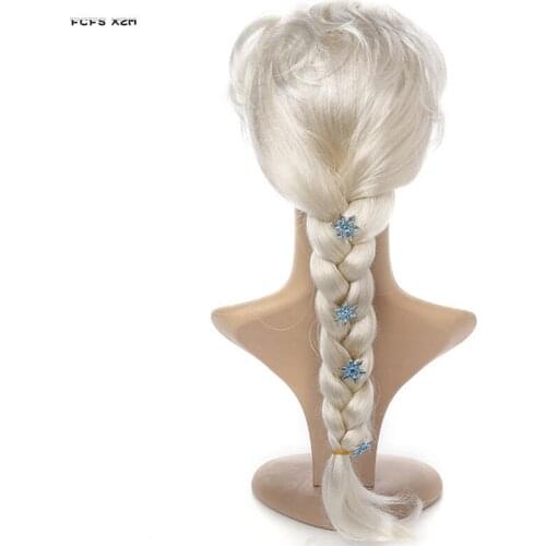 Synthetic lace Woman Girls Blonde long Braided Elsa peluca Cosplay Accessories Halloween Anna Costume Carnival Purim Party props
