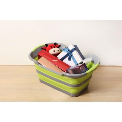 Folding laundry basket Storage clothes PP+TPR 60x40x27.5(7)CM Bathtub Dirty clothes basket Z009