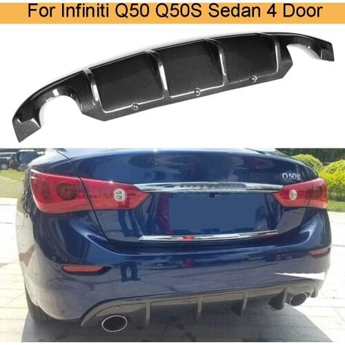 Q50 Rear Bumper Diffuser Spoiler For Infiniti Q50 Q50S Sedan 4 Door Standard Sport 2013 - 2017 Carbon Fiber Rear Lip Spoiler