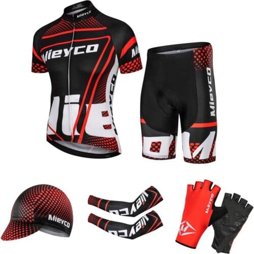 Cycling Jersey Set For Mens Tracksuit Anti-UV MTB Red Bike Uniform BMX Outfit 2021 Short Sleeve Bicycle Team Suits With Shorts