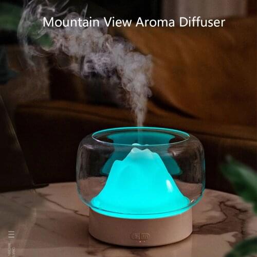 Mountain View Aroma Essential Oil Diffuser Aromatherapy Ultrasonic Air Humidifier with Colorful LED Light for Room Bedroom Home