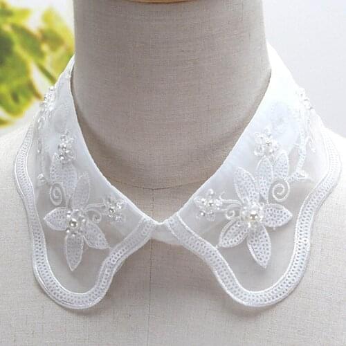 Embroidered Shirt Fake Collar cotton new sweater Original fashion girl accessories Shirt Lace Korea Ladies Black White