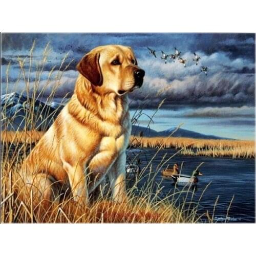 Embroidery Counted Cross Stitch Kits Needlework - Crafts 14 ct DMC Color DIY Arts Handmade Decor - Labradors Hunting