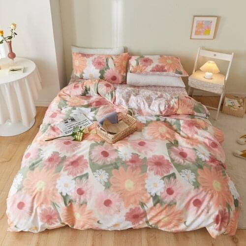 High Quality 100% Cotton Floral Princess Bedding Set Single Double Duvet Cover Set Bed Fitted Sheet Set Pillowcases Bedclothes