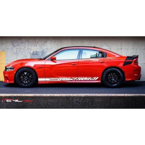 For 1Set/2pcs Side Stripe Door Decal Graphic Sticker Kit for Dodge CHarger RT mopar race Car styling