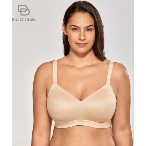 Womens Plus Size Lightly Padded Full Coverage U-back Wireless Smooth Bra 34-46 B C D DD E F G