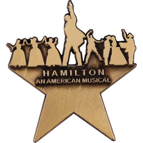 Famous American Musical Hamiltons Charm Roles Badge Schuyler Sisters Pin Rising gold star