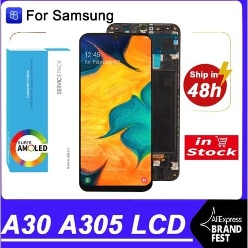 100% Original 6.4'' AMOLED Display For Samsung Galaxy A30 A305 SM-A305F Full LCD Touch Screen Digitizer Assembly Repair Parts