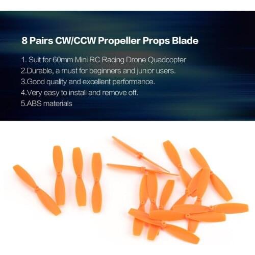 8 Pairs CW/CCW Propeller Props Blade for RC 60mm Mini Racing Drone Quadcopter Aircraft UAV Spare Parts Accessories Component