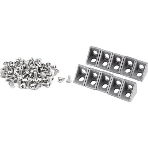 80Pcs M5x10mm Button Head Hex Socket Cap Screws Bolts & 10 Pcs Corner Bracket, L Shape Right Angle Joint Bracket