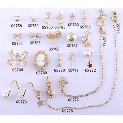 Nail Decoration Accessories Wholesale Supplies, Shiny Crystal Diamond Alloy Charms Golden 3d Jewelry for Manicure Craft DIY#ZM12