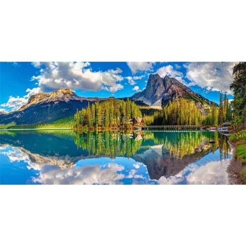 DIY Diamond Painting Blue Sky Large Size Cross Stitch Square Landscape Mountains and Water Nature Diamond Embroidery Home Decor