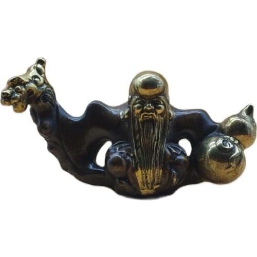 Antique bronze ware copper old longevity star Statue penholder ornaments study home furnishing retro Technology decoration 548g