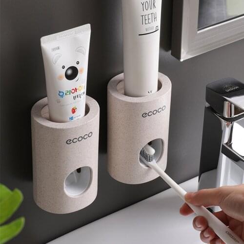 CYAN PEAK Automatic Toothpaste Dispenser Bathroom Accessories Set Toothpaste Squeezer Wall Mounted Stand Toothpaste Holder Rack