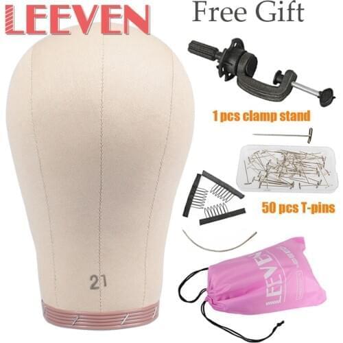 Leeven 21'' 22'' 23'' Cork Canvas Block Head For Making Wig Mannequin Head With Mount Hole Display Style Styling Modle