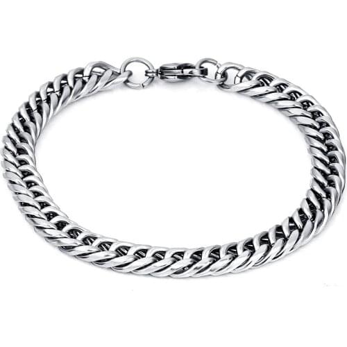 Simple Fashion Link Chain Bracelet Punk Men Jewelry Stainless Steel Material Handmade Crafts Gift Party