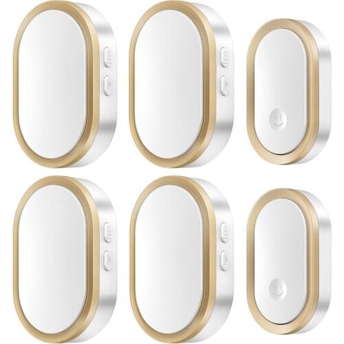 CACAZI Welcome Wireless Doorbell Waterproof 300M Remote 2 Button 4 Receiver Smart LED Light Home Door Ring Bell Electronic