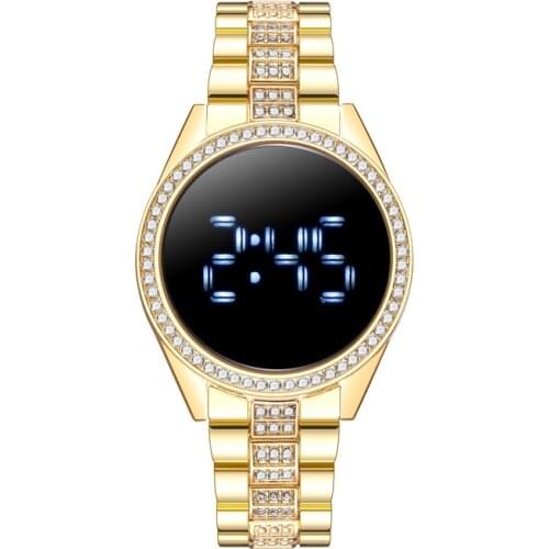 Luxury Diamond Digital Watch for Women Ladies Electronic Touch Screen Gold Watches Female Quartz Wristwatches Clock Reloj Mujer