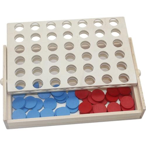 Wooden Toys Connect Blue Red Four In A Row 4 In A Line Board Funny Family Parties Classic Bingo Entertainment Travel Games Gifts