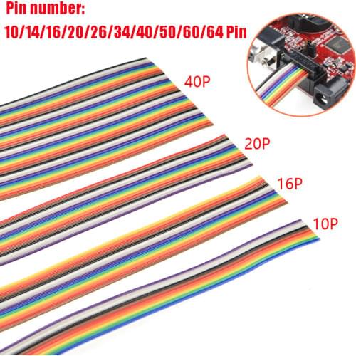 1m Colorful 1.27mm Spacing Pitch Cable 10/16P Flat Rainbow Ribbon Cable Wire