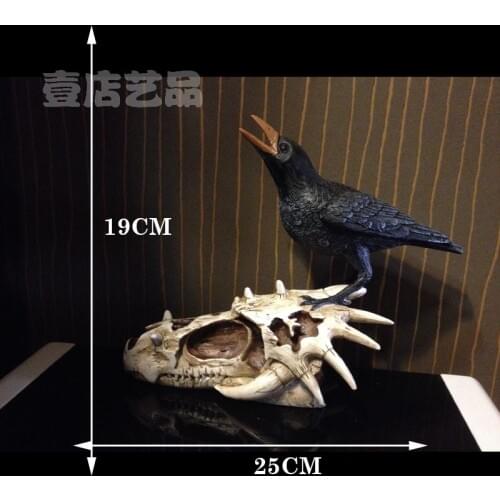 Home Furnishing Crow Stands On Skull Halloween Gift Astrology
