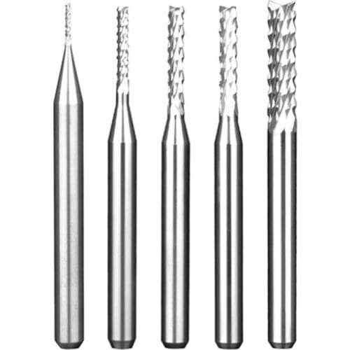 10pcs 0.6mm To 3.175mm Tungsten PCB CNC Engraving Bits End Milling Cutter Cutting Drill Hole Endmill For Wood Acrylic Plastic