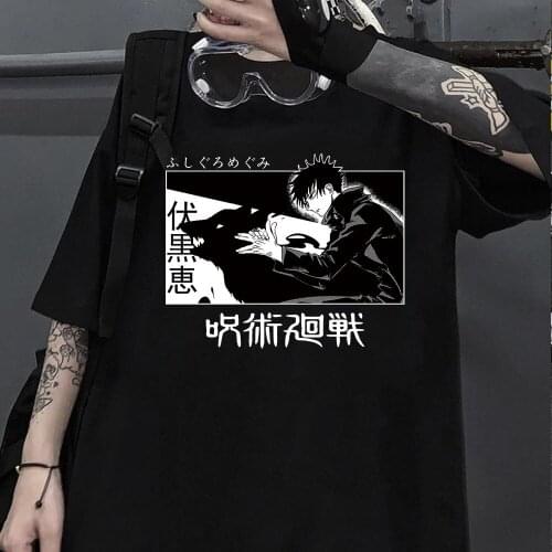Japanese Anime Jujutsu Kaisen T Shirt Men Kawaii Megumi Shikig Summer Tops Yuji Itadori Graphic Tees Cartoon Unisex T-shirt Male