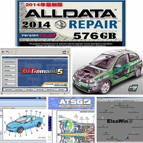 Hot auto repair software Alldata v10.53 OD5 all data mi..ll 2015 atsg elsawin heavt truck vivid in 1tb hdd usb 3.0 for car/truck