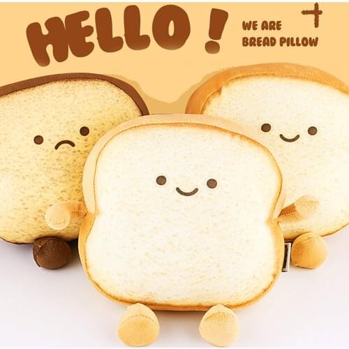 Bread Plush Toys Creative Slice Bread Plush Pillow Soft Filled Cushion Adult Kids Toys Toast Funny Emotion Juguetes Peluche 40CM