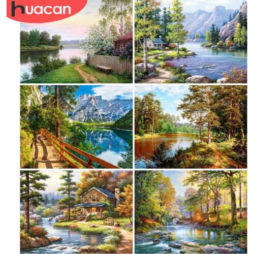 HUACAN DIY Diamond Embroidery Mountain Landscape Diamond Painting 5D Natural Scenery New Arrival Room Decoration