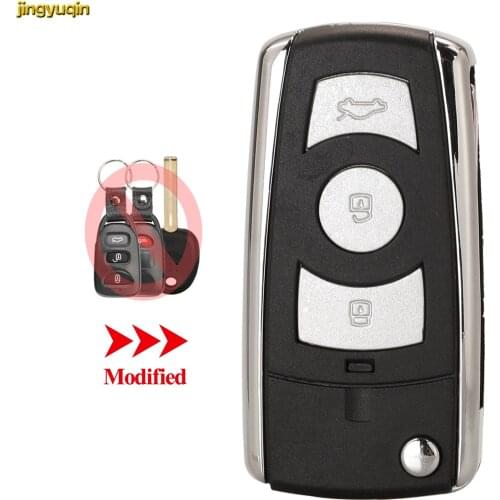 Jingyuqin 4 Buttons Remote Car Modified Key Fob Shell For Hyundai Elantra Santa FE Atos Trajet Celesta Kia Cerato Middle Groove