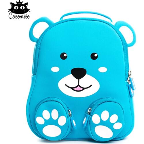 Quality Waterproof 3D Bear Anti-lost School Bag Sky Blue Baby Backpack Zoo Animal Toddler Bag Boys Little Kids Kindergarten Bag