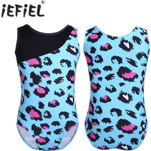 IEFiEL Kids Girls Gymnastics Competition Dancewear Sleeveless One-piece Ballet Dance Gymnastics Workout Leotard Jumpsuit